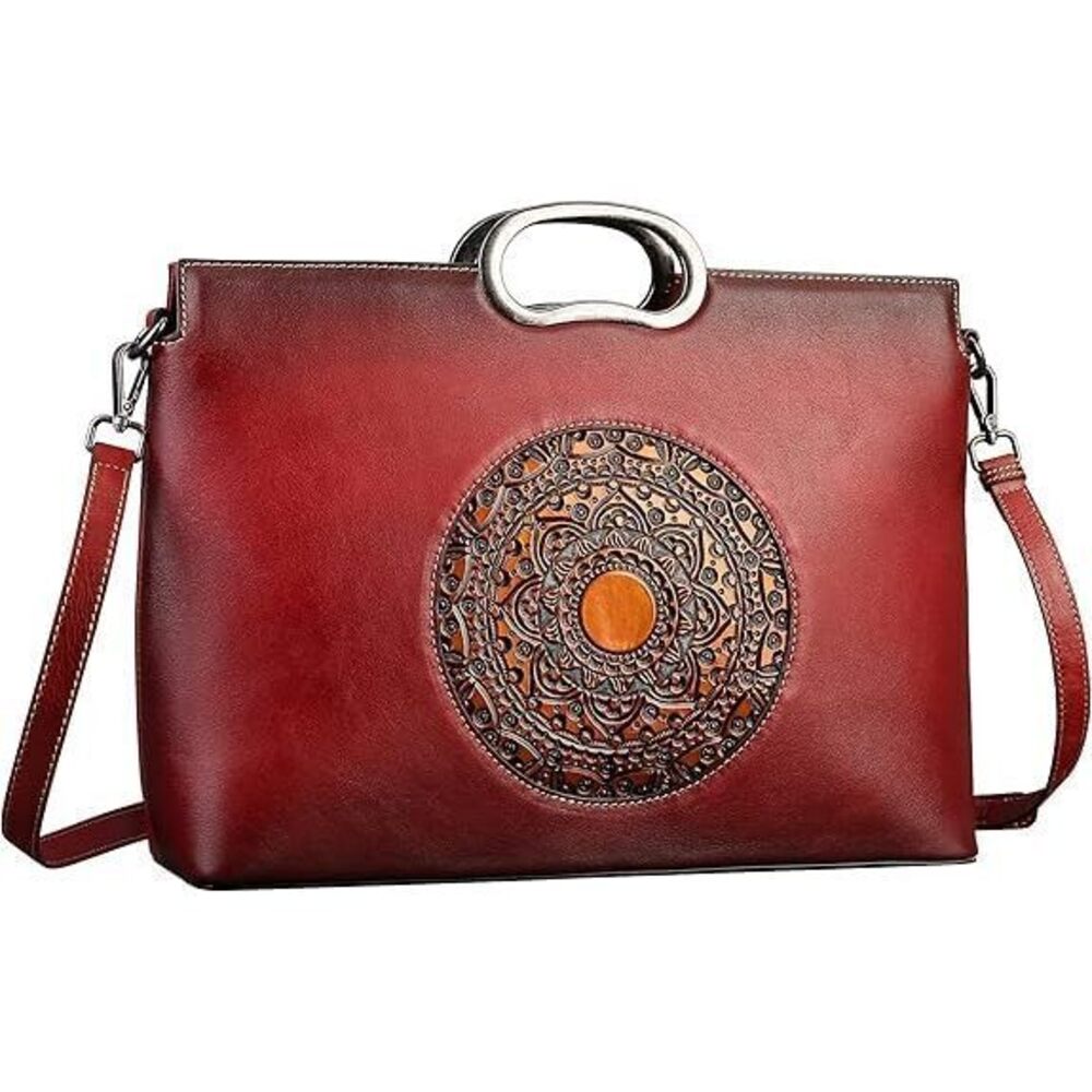 3784 Leather Handbags , Organizer Crossbody Bag Large Satchel Vintage